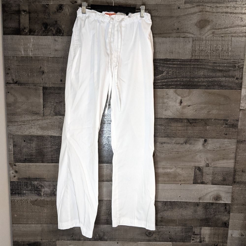 Orange Standard White Scrub Bottoms Small